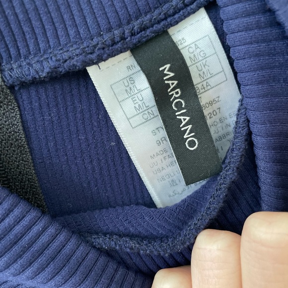 Marciano Navy close neck long sleeve crop top - Picture 2 of 3